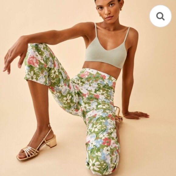 NWT Reformation Pinegrove High Rise Linen Pants in Summer of Love Floral Size 2 - Picture 2 of 6